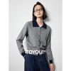Chuyu Women's Color Block Polo Knit Cardigan