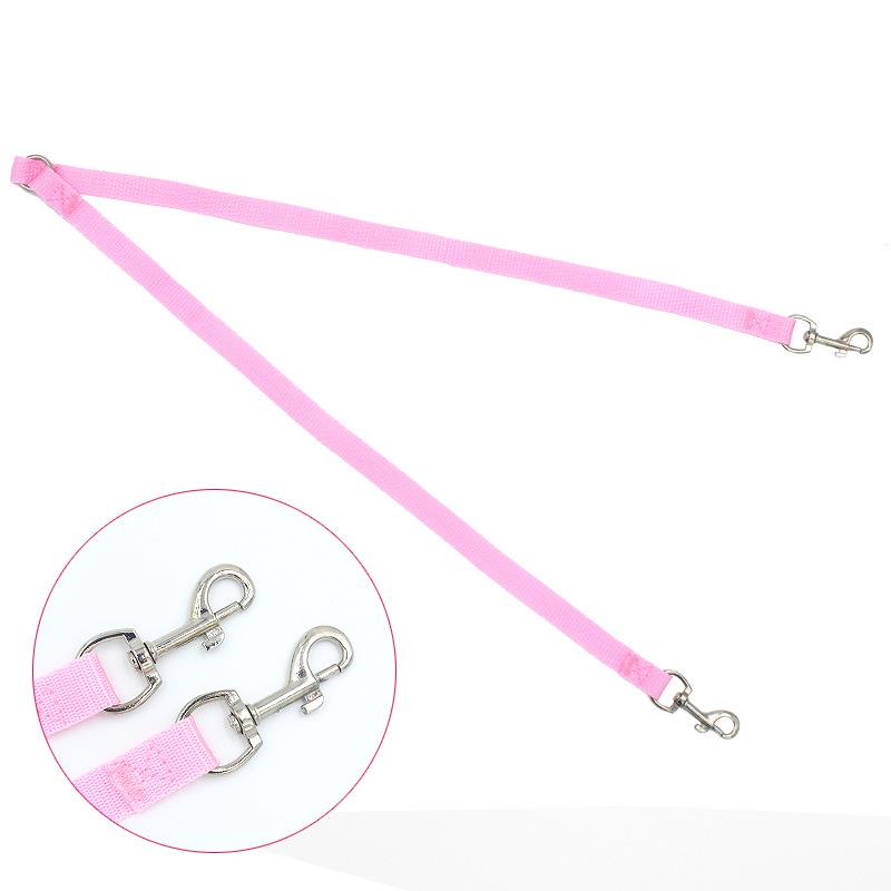 Nylon Double Pulling Head Handle One Drag Two Dog Leash Dogs Hand Holding Rope Durable Pet Dog Leashes Solid Color Pet