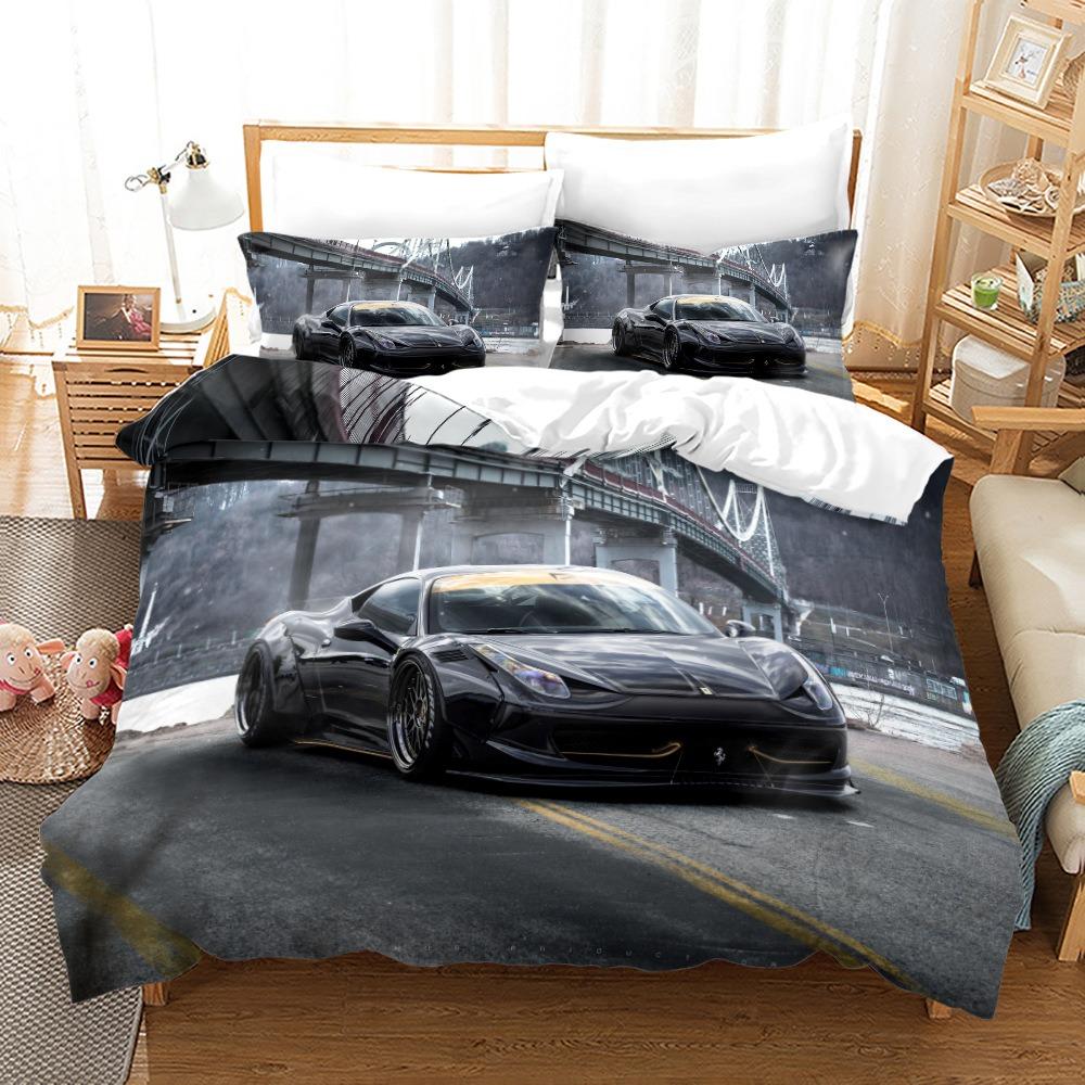 Luxury Car Duvet Cover Set Cartoo Bedding Set for Kids Boys Polyester Bedding Set King Size