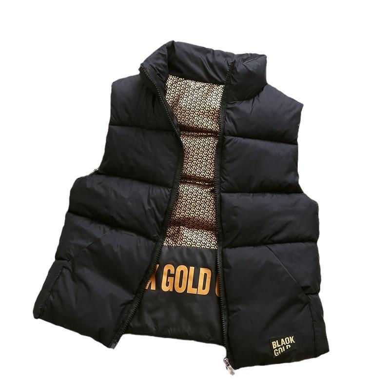 Зимний пуховый хлопковый жилет со стойкой для мальчиков и девочек, носится с майкой сверху