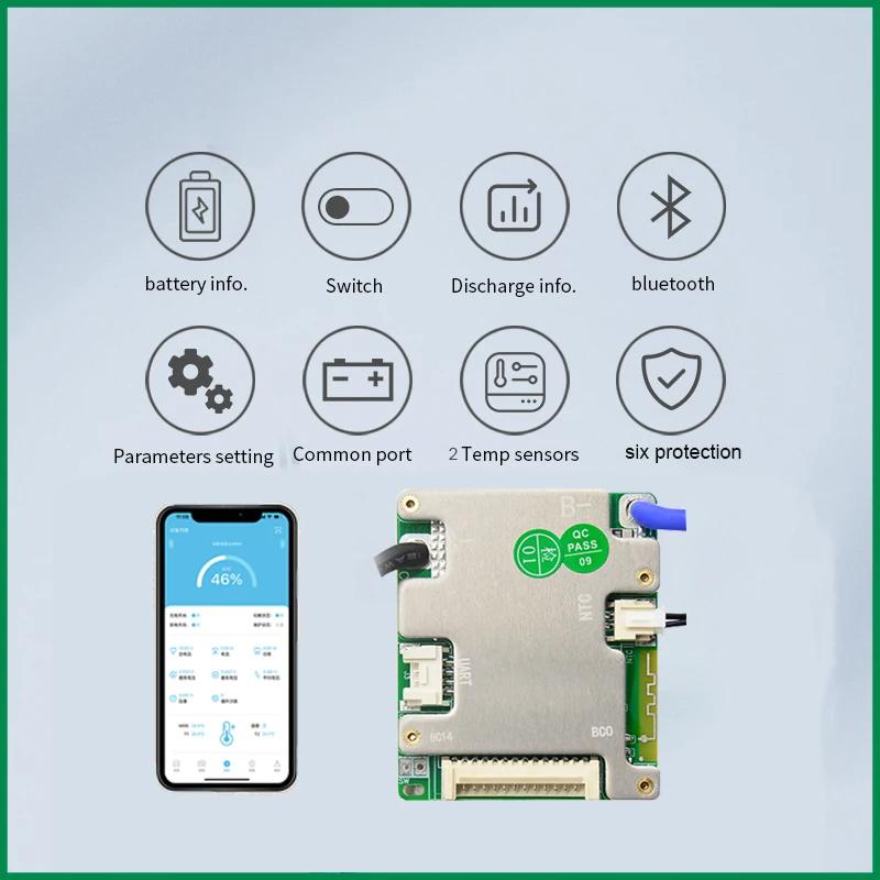 JiaBaiDa Встроенный BT 7s-14s  8S 9S 10S 11S 12S 13S 14S 20A 30A 40A 50A LFP NMC 24V 36V 48V Умная система управления батареями BMS