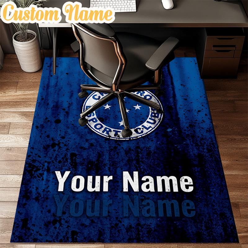 Custom Name Cruzeiro Fc Stars Shine Rug Office Rug Chair Mat Non Slip Carpet Rugs for Bedrooms Dining Room Living Room Home Decor gifts