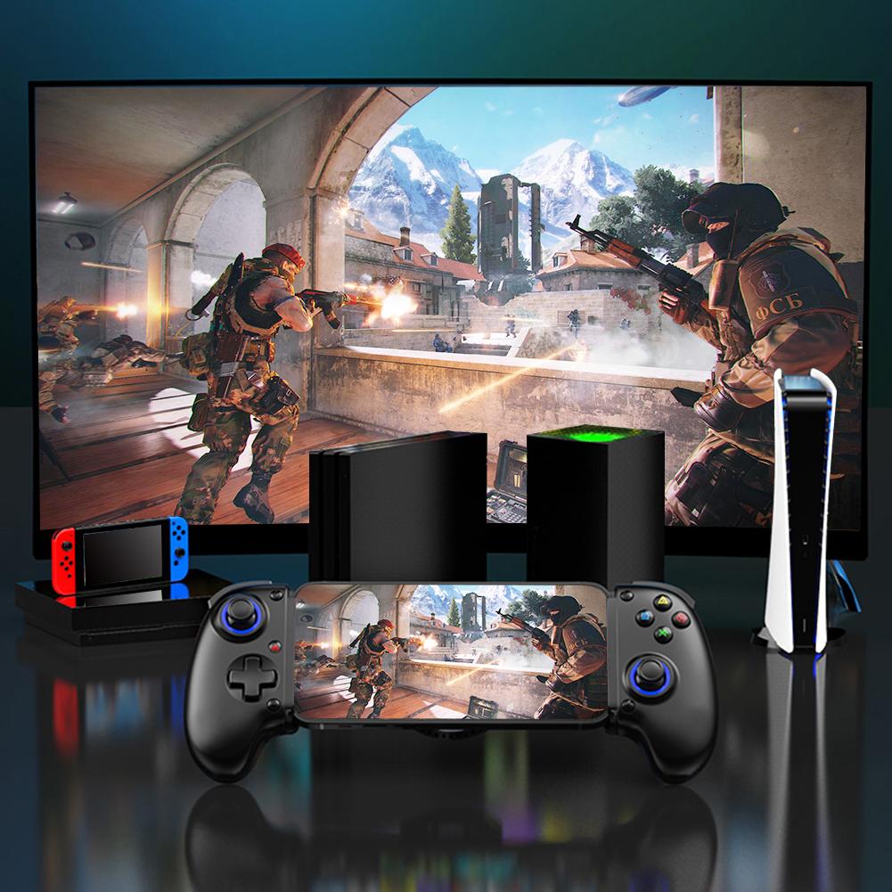 Телескопический геймпад для сотового телефона с охладителем, совместимый с Bluetooth, 5.2, двойная вибрация, поддержка потоковой передачи на PS3/PS4/NS Switch/Xbox/PC