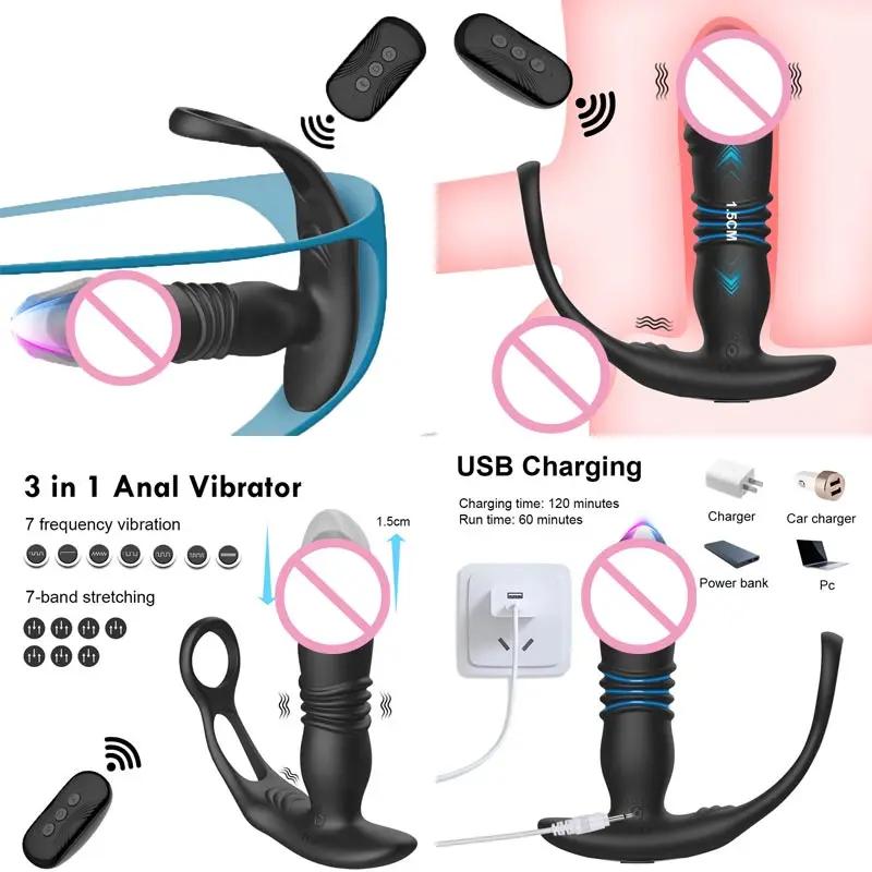 Insertion Men's Adult Be Quiet Anal Extension Handsfree Penis Enlargement Sleeve Men's Ring Women Vibrator Objects For