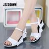 Women Platform Sandals Shoes Genuine Leather Ladies White  Flat Sneakers Shoe 2018 Summer Fashion Platform High Heel Footwear
