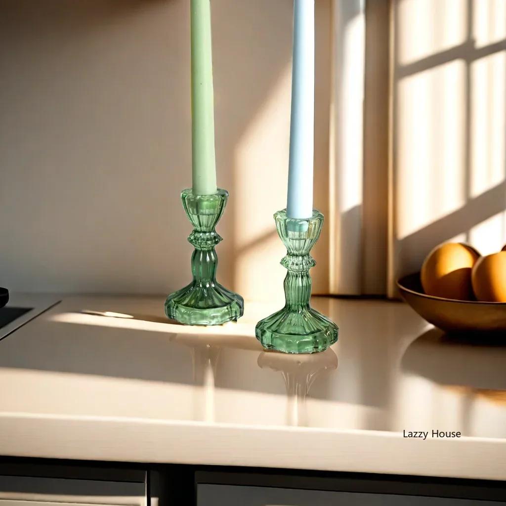 6pc Crystal Candle Holders Centerpiece for Table Dinning Party Wedding Decorations Glass Taper Candlestick Holders Set Bulk