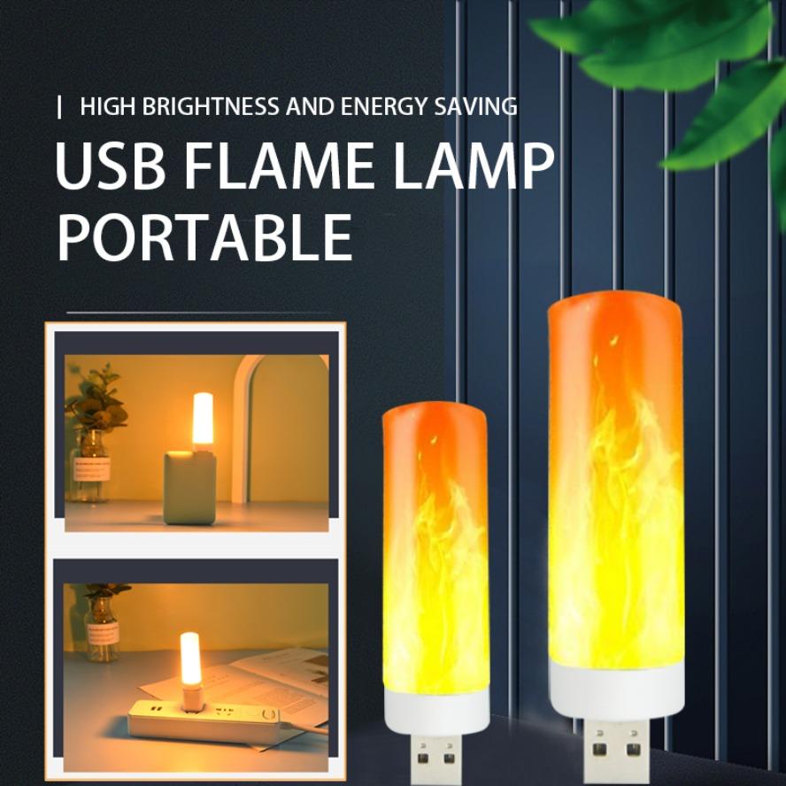 USB Flash Flame Atmosphere Light Портативный светодиодный светильник Flame Candle Lights Лампа для книг Внешний аккумулятор Освещение для кемпинга Декоративное освещение для спальни