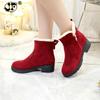 2024 Зимние теплые модные однотонные ботильоны из флока для женщин, повседневные туфли на плоской подошве для мам, размер ghn67