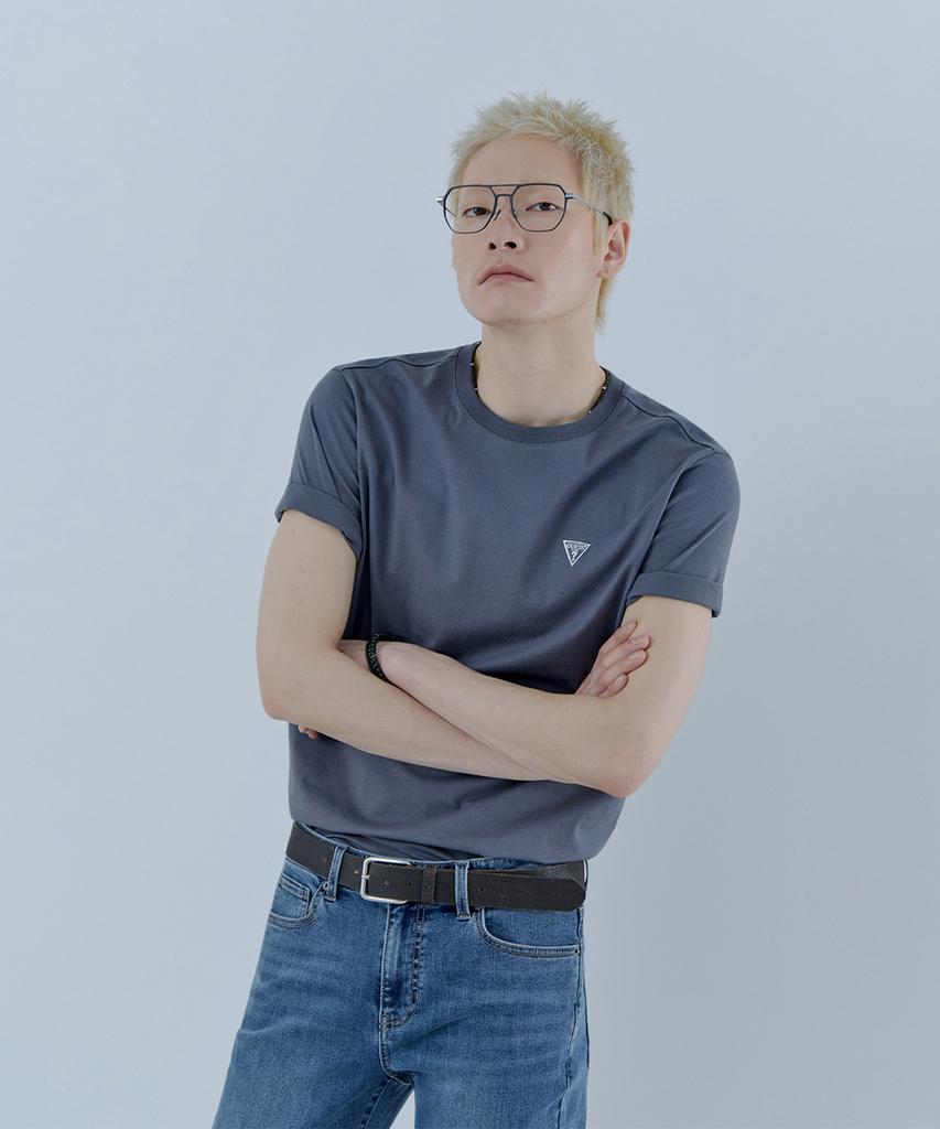 GUESS 5-Color Unisex Mini Shining Triangle Short Sleeve T-Shirt Nq2K5925