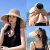 Large Brim Empty Top Sun Hat for Women Detachable Sunscreen Sun Hat Knitted Breathable Foldable Sun Protection Sunshade Dome Bucket Hat Beach Hat Cap