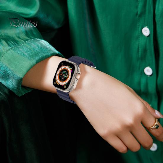 38/40/41 мм 42/44/45 мм ремешок для часов с двойной пряжкой водонепроницаемый сменный силиконовый ремешок для умных часов с защитой от пота для Apple Watch Ultra/Watch 8