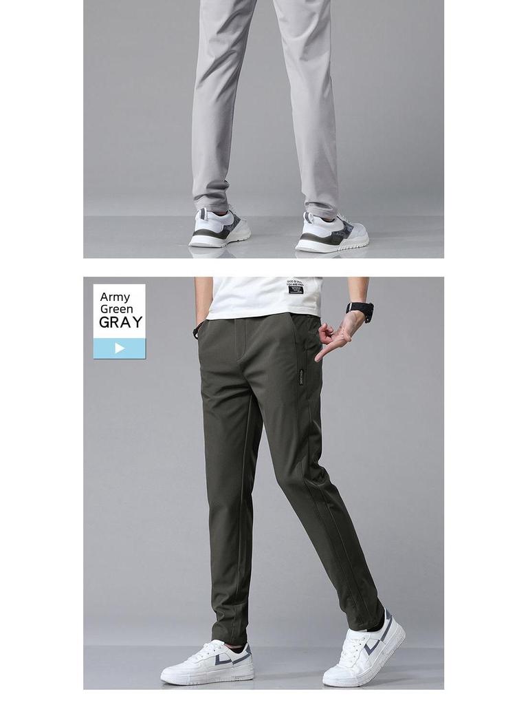 Мужские летние быстросохнущие эластичные повседневные брюки Ice Silk - дышащие, свободные, прямые спортивные брюки