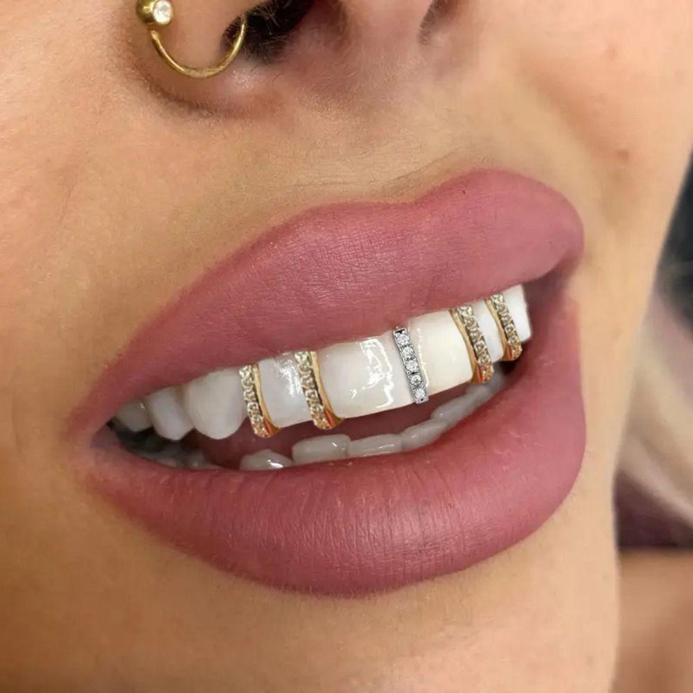 3/5Pcs Bling Hip Hop Teeth Grillz Punk Single Clips Grillz Single Dental Braces Party