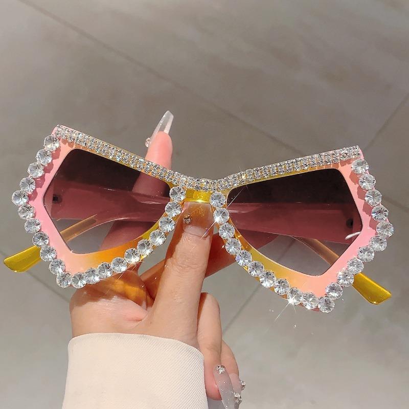 Солнцезащитные очки Diamond Shiny Shades Polygon Gradient irregular Woman, цветные бабочки, оправа, женские солнцезащитные очки