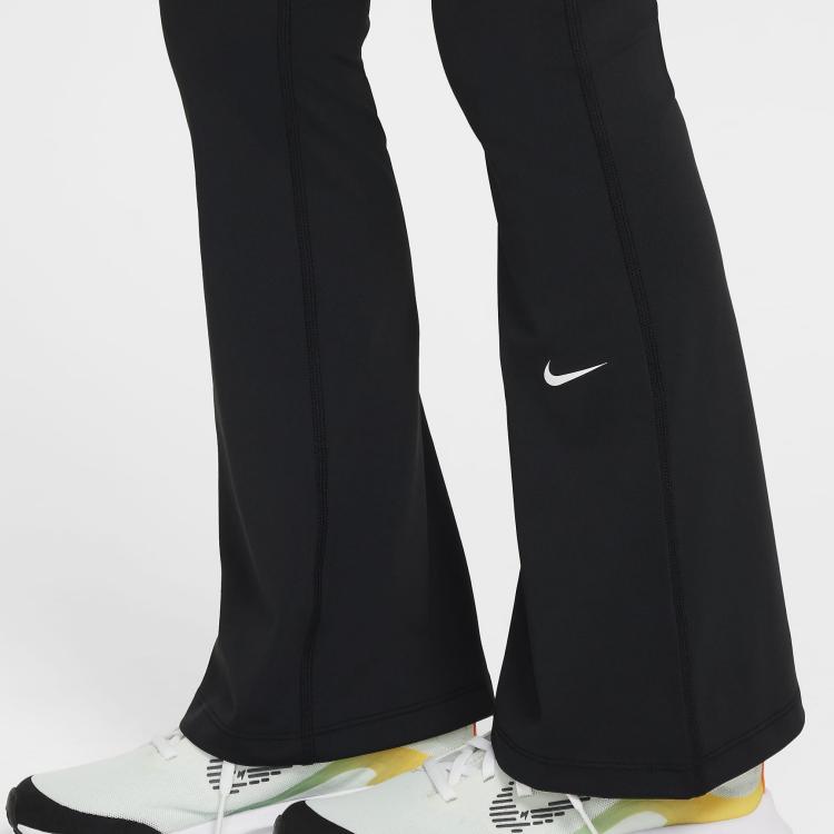 Nike Леггинсы Dri-FIT расклешенные, черно-белые, для девочек, FZ5609-010