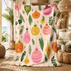 Pastel Christmas Bauble Pine Branch Print Throw Blanket Colorful Xmas Ornament Pattern Soft Warm Holiday Blanket For Christmas