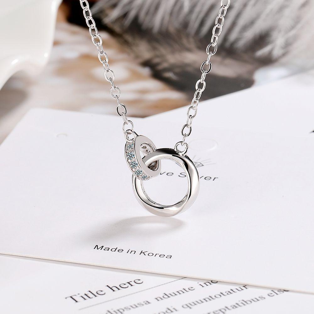 925 Sterling Silver Necklace Mobius Ring Diamond Pendant Women's Fashion Simple Birthday Party Wedding Anniversary Jewelry Gift