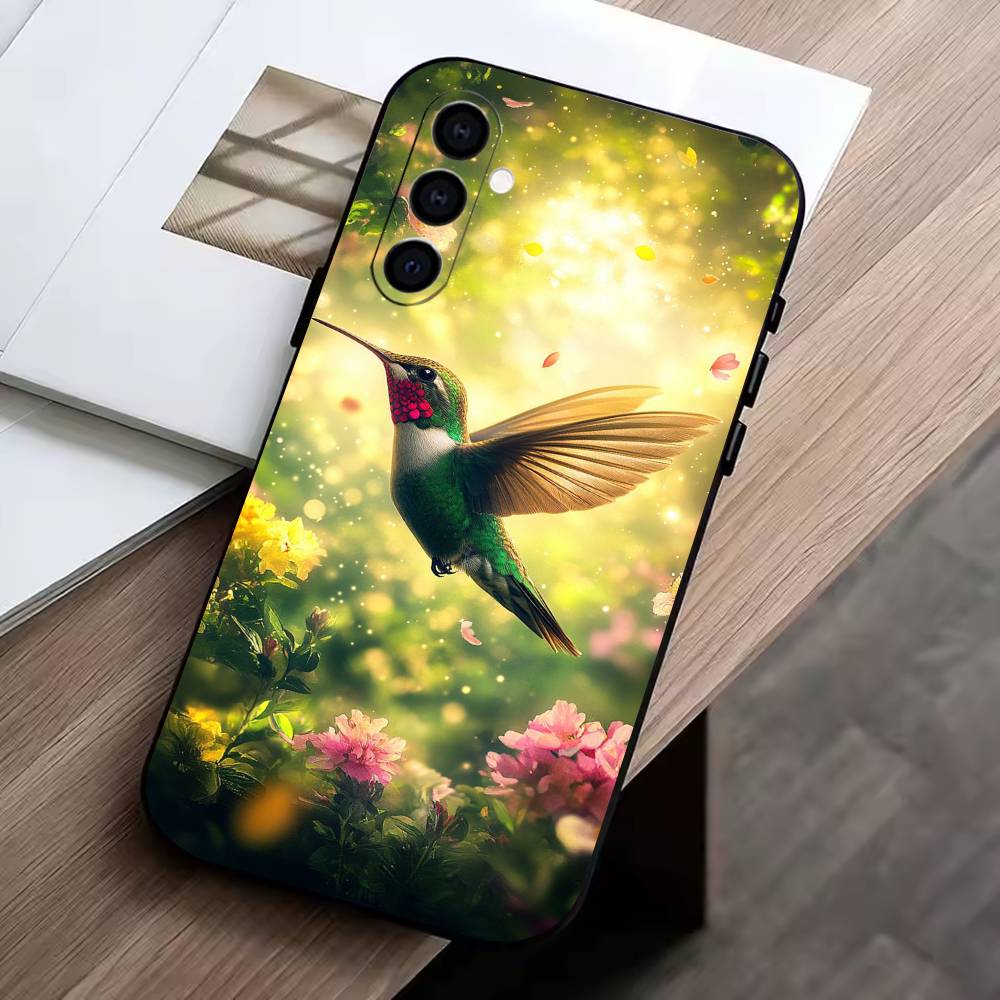 Colorful Bird H-Humming   Phone Case Black Silicone Soft For Samsung Galaxy A73,A72,A71,A70,A53,A52,A51