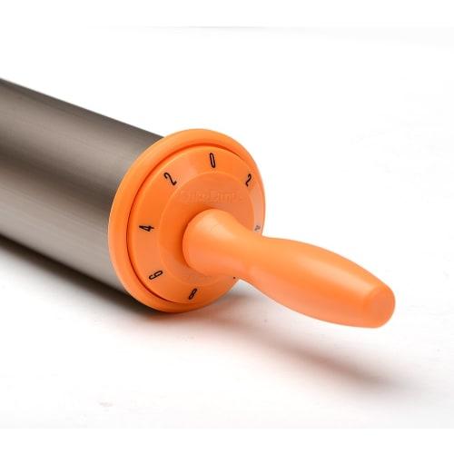 Tiger Crown Silver Rolling Pin, 475 X 60mm, Aluminum Rolling Pin with Resin Handle, Thickness Adjustment, Dial Graduations, 1735