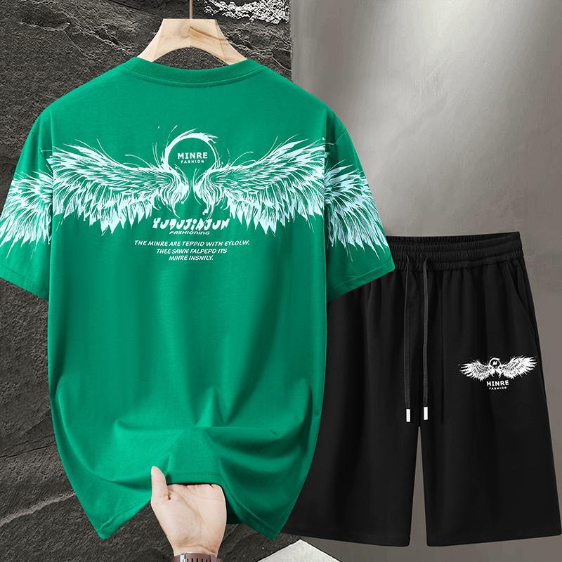 5XL-11XL свободная футболка летние мужские комплекты мода плюс размер два предмета короткие комплекты для мужчин винтажная одежда