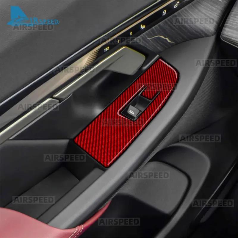 Real Carbon Fiber Car Window Switch Panel Sticker LHD RHD Trim For BMW 5 Series i5 G60 G61 G68 2024 2025