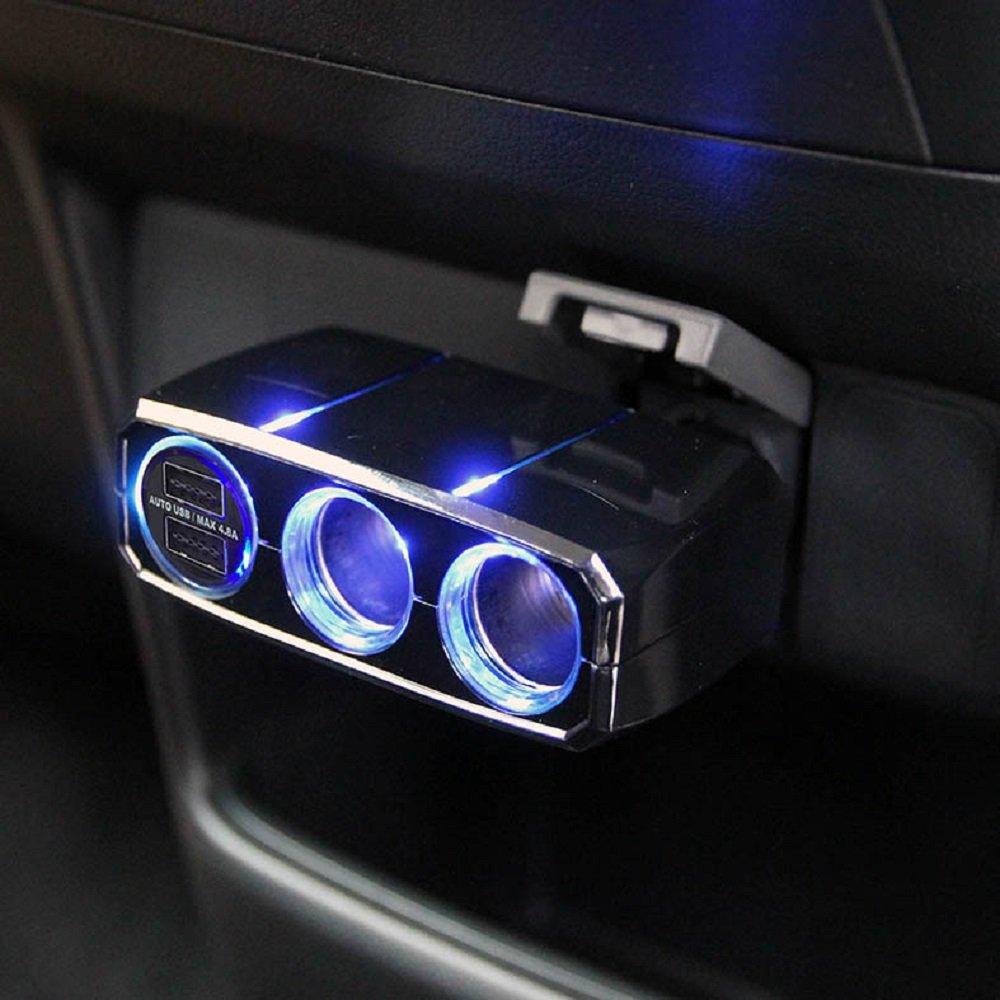 Kashimura NKX-202 Dual Direct Socket, 2 Reversible USB Ports, Automatically Detects 4.8A Power Socket Splitter, 2 DC Ports, 2 USB Ports