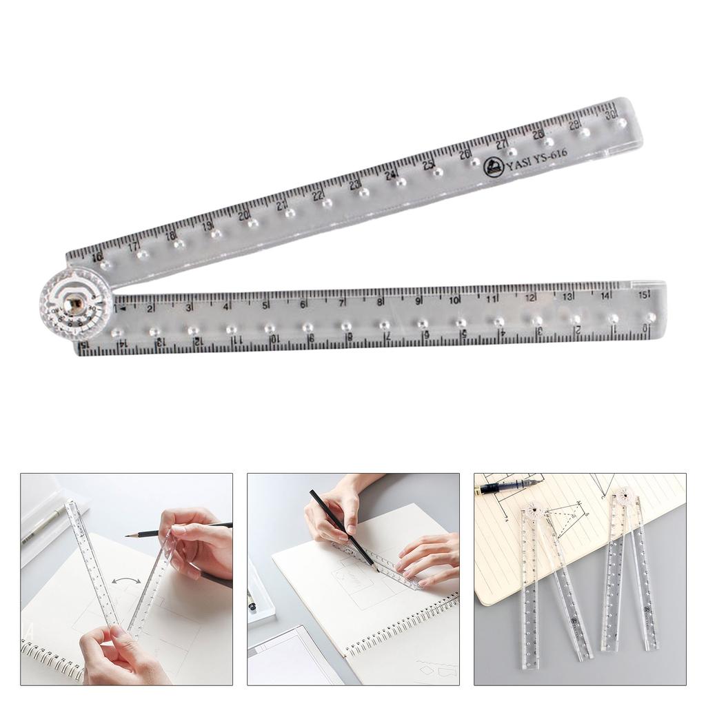 Clear Folding Rulers Drawing Ruler Clearly Centimeters Scale Measuring Length 0-30cm (0-12Inch) for Student Teacher