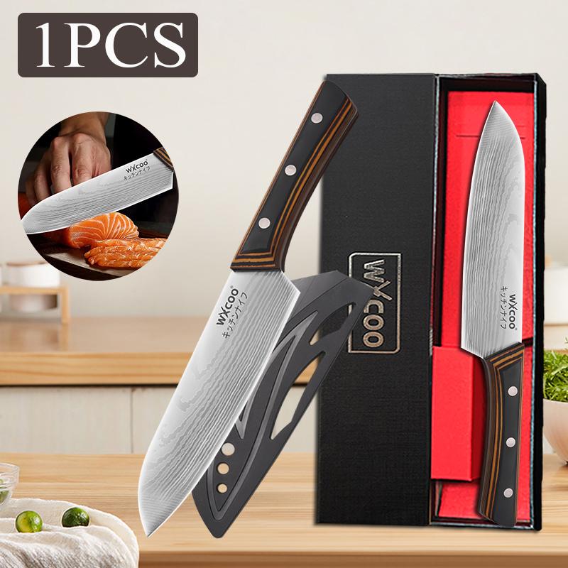 WXCOO 4" Japanese Fruit Knife with Gift Box Sharp Blade Kitchen Chef Knife Ergonomic Wood Handle Stainless Steel Santoku Knives