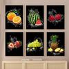 Natural Fresh Fruits Splash Poster Prints Strawberry Oranges Canvas Painting Kitchen Shop Dining Wall Art Picture for Home Decor