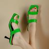 Модные модные летние тапочки мюли туфли женские на открытом воздухе сексуальные высокие каблуки слайды зеленые красные черные сандалии туфли для вечеринок женские шлепанцы