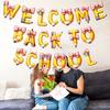Cartoon Welcome Back To School Banner Pencil Background Hanging Flag  for Birthday Party Decor