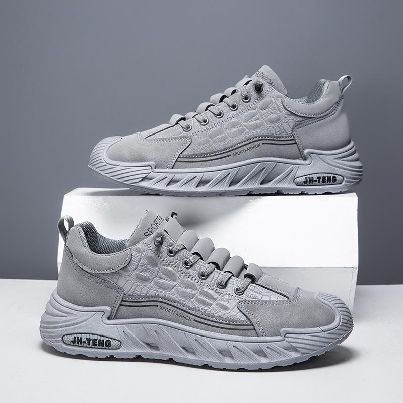 Одинарные хлопковые мужские туфли большого размера повседневные мужские на шнуровке модные с крокодиловым узором на мягкой подошве спортивные туфли