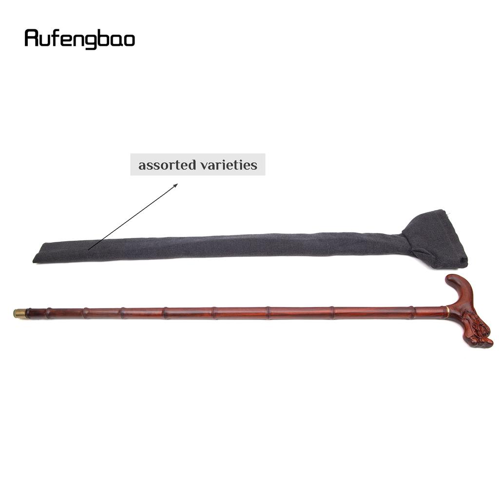 Red Dragon Wooden Bamboo Joint Single Joint Fashion Walking Stick Decorative Cospaly Cane Halloween Crutch Wand Crosier 92cm