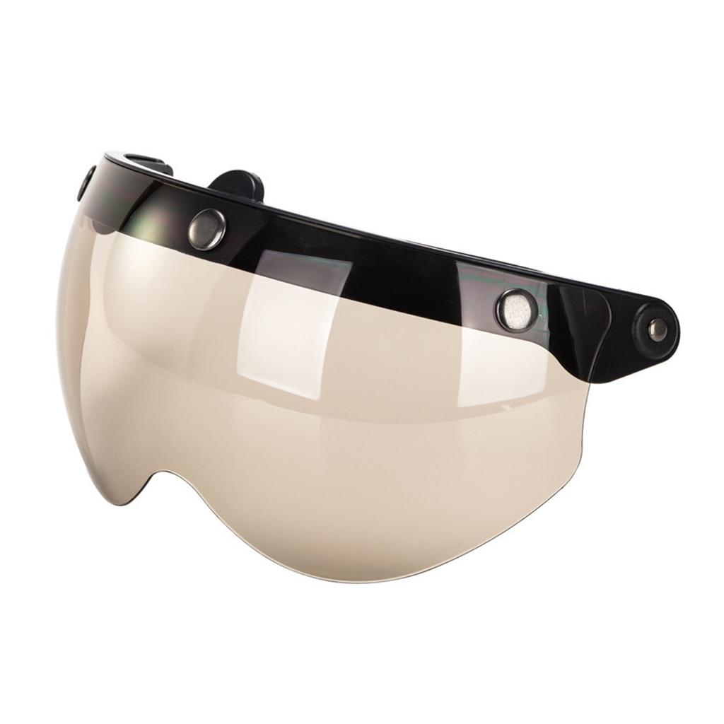 Universal Motorcycle Retro Pilot-Style Standard 3 Snap-Button Visor Flip Up Down Open Face Helmet Wind Shield Durable