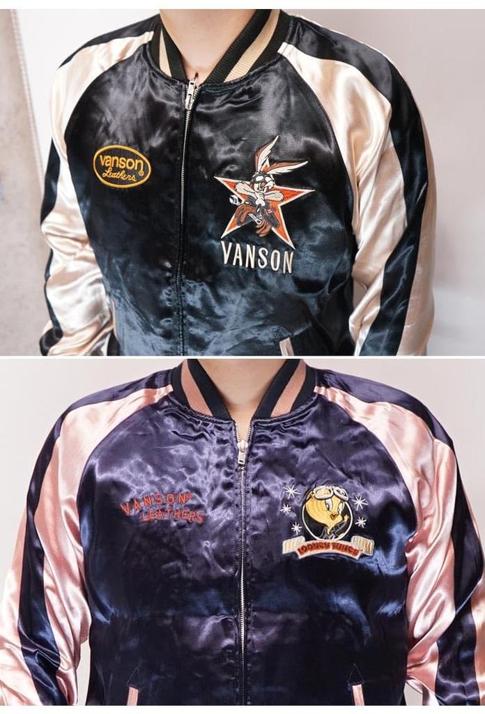 Looney Tunes Collaboration LOONEY TUNES Sukajan Wile Coyote Tweety [Banson] Мужская E. LTV-2504-Черный-M