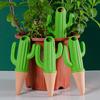4 Pcs Cactus Shape Watering Spikes Terracotta Clay Plant Self Watering Stakes
