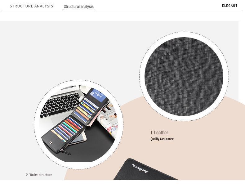 Мужской длинный кошелек Baellerry: Европейский и американский стиль, узор в виде креста, держатель для нескольких карт, дизайн на молнии.