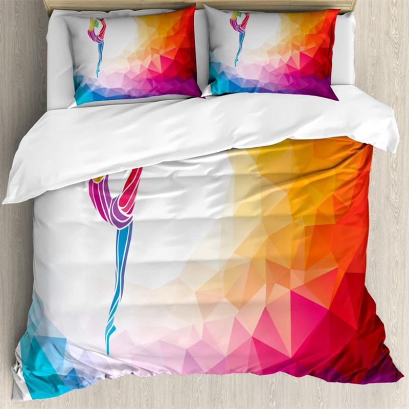 Пододеяльник для гимнастики с милым рисунком для девочек-балерин, комплект постельного белья из микрофибры, спортивный пододеяльник, размер Twin King для любителей гимнастики