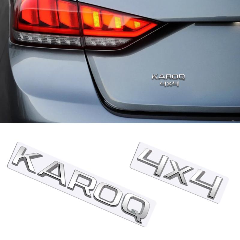 ABCDGI1 MetaL 3D Badge Logo Car Rear Trunk Body Sticker Letter Emblem For Skoda Karoq 4X4 Accessories Glossy Black Matte black