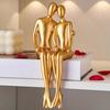 Abstract Couple Statue Resin Couple Sitting Together Figurine Home Desk Sculpture for Living Room Office Entrance Bookshelf Cabinet Decoration