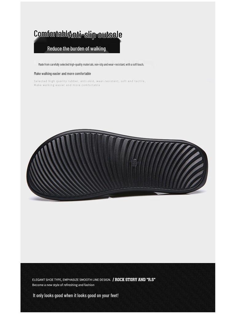 Men's Genuine Leather Korean Style Sandals - Trendy, Non-Slip Beach Flip-Flops