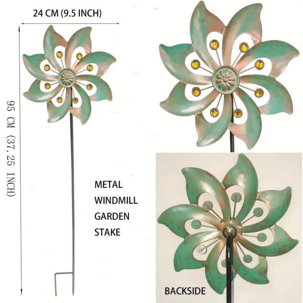 Garden Decorative Pile Metal Wind Spinners Creative Rotating Gardening Plug Durable Flower Pinwheel Courtyard