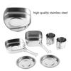 6 шт. Портативный набор посуды из нержавеющей стали для кемпинга, пикника, улицы, сковорода, кастрюля, тарелка, чашка