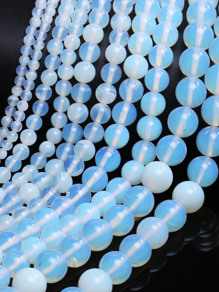 Creative Jewelry Making For Necklace Bracelet Round Charms Natural Opal Stone 4/6/8/10/12mm DIY Spacer Loose Beads
