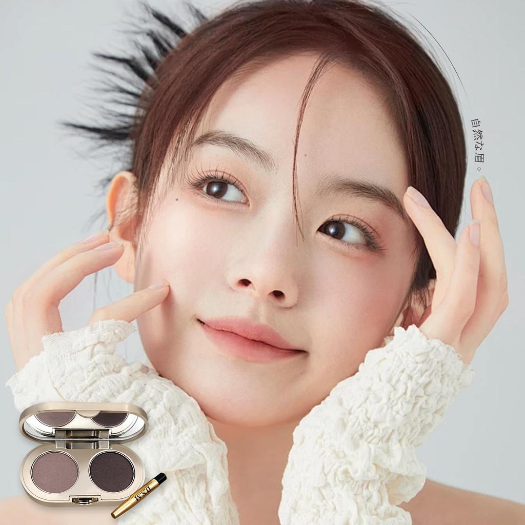 Aopoka Nose Eyebrow Powder with Natural 3D Hypoallergenic for Sensitive Skin & Mirror, Waterproof, Finish, Beginner-Friendly, Sweat-Resistant,