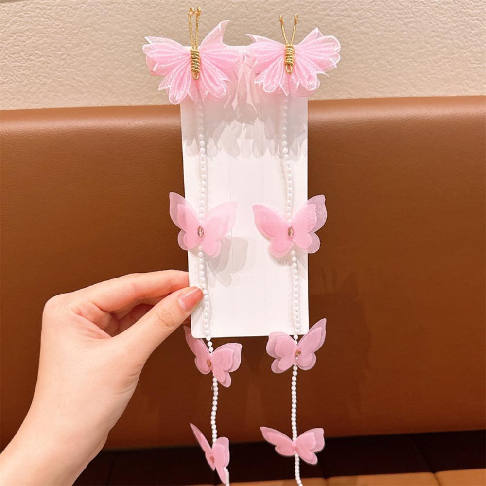 Tassel Pearl Braided Hairpin Colorful Hair Clip Sweet Braided Hair Chain