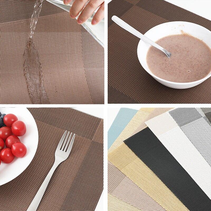 2/4/6 шт., прямоугольные подставки для столовых приборов, моющиеся, прочные, из ПВХ, обеденный стол, плетеные коврики, рамка, Teslin, диск, чаша, подставка, нескользящая подкладка