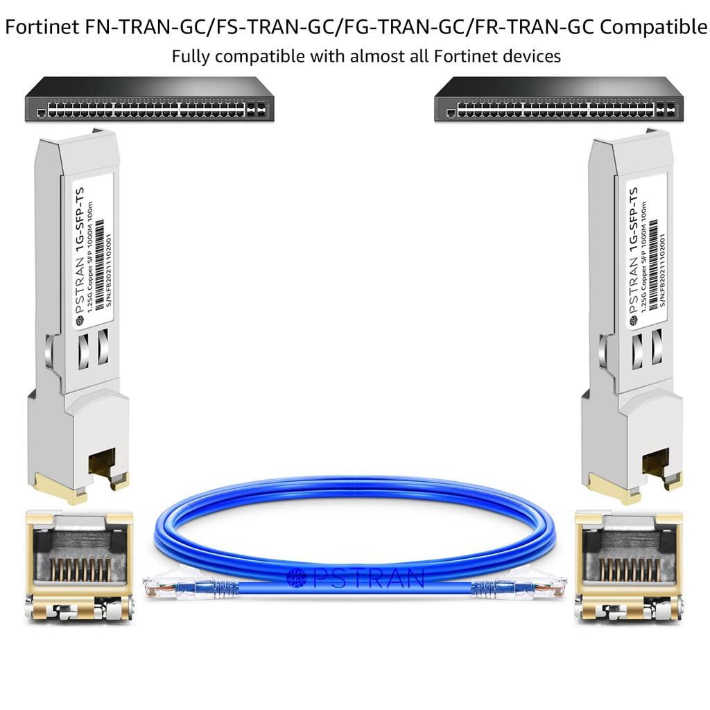 Модуль медного трансивера OPSTRAN 1000BASE-T SFP RJ-45, совместимый с Fortinet FS-TRAN-GC, FG-TRAN-GC и FR-TRAN-GC, Cat 5e/6/6a, 1000 Мбит/с, 100 м