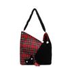 Шерстяная клетчатая сумка большой вместимости женская 2025 новая милая универсальная сумка через плечо зимняя ретро сумка-тоут под мышкой