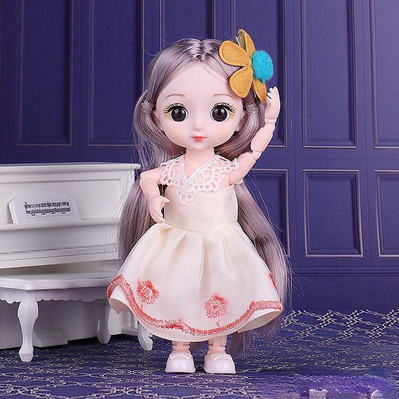 Мини подвижная 21 шарнирная кукла 16 см, игрушка для девочек, 3D большие глаза, BJD принцесса, полная одежда, коллекция платьев, детская кукла в подарок